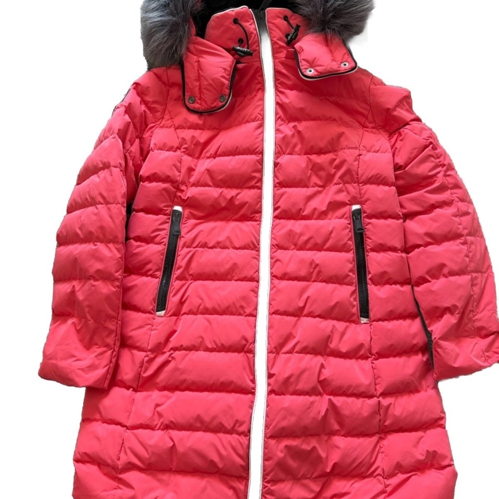 Jack by BB Dakota Bright Red Quilted Puffer Coat with Faux Fur Trim